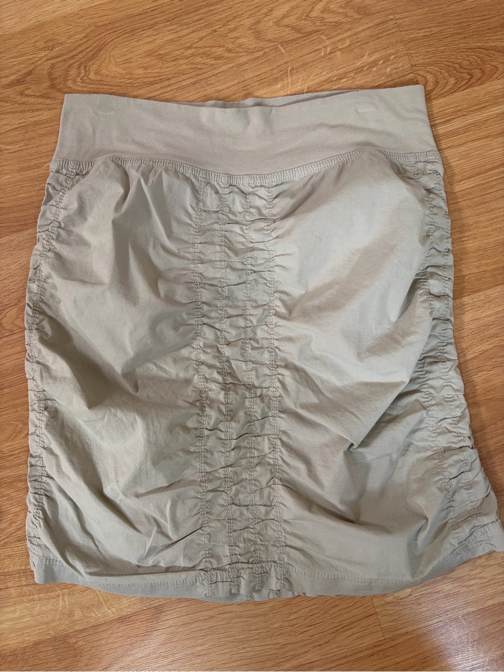 XCVI Wearables Tan Trace Rouched  Mini Skirt Size M